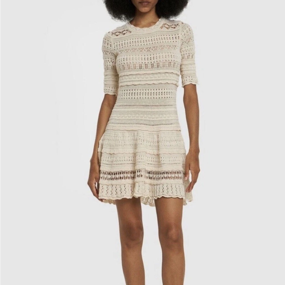 Isabel Marant Etoile Fauve Crochet Mini Dress In Ecru Size US 8 FR 40 $750 MSRP